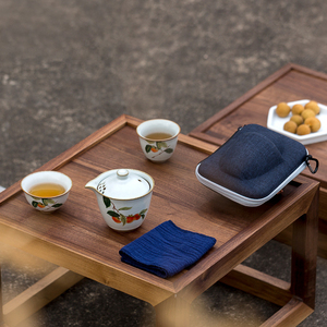 中国陶瓷茶具，带1个茶壶和2个成人杯，手工制作便携式旅行功夫茶壶，带茶杯和表壳 - Product Image 4