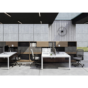 <strong>Simple</strong> Office <strong>Desk</strong> and Chair 4 People Steel Wood Staff Table 6 People <strong>Computer</strong> Table Combination Staff Office Table - Product Image 3