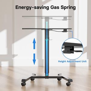 AJUNION Small Standing Desk Sit Stand Portable Rolling Laptop Desk with Lockable Wheels <strong>Computer</strong> Workstations Adjustable Height - Product Image 5