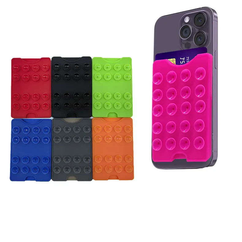 Coque de téléphone Porte-cartes Accessoire de téléphone portable Portefeuille Silicone Adhésif Autocollant d'aspiration en silicone