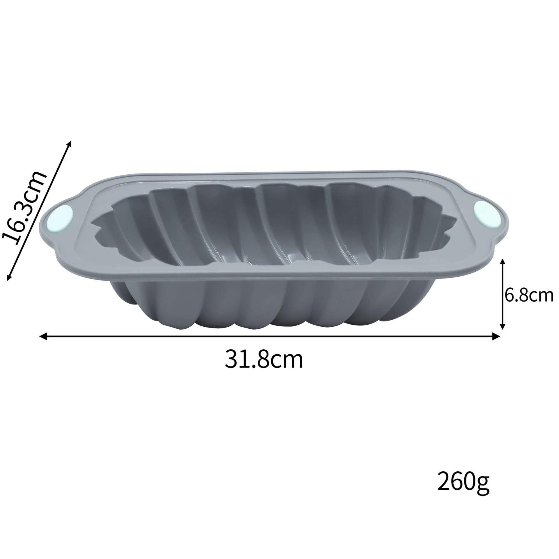 Molde para tostadas mediano de 6 tazas, doble tono, estructura rígida - gris claro.