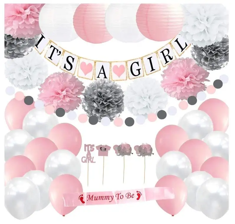 Niña Baby Shower tema mamá para ser faja es una niña Banner Baby Shower decoración niña con decoraciones de fiesta rosa