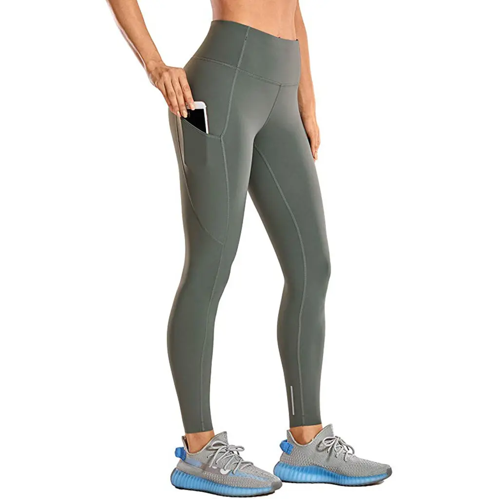 Commercio all'ingrosso di Alta Qualità Pantaloni di Yoga Neri A Vita Alta Workout Leggings Per Le Donne Collant Con Tasche