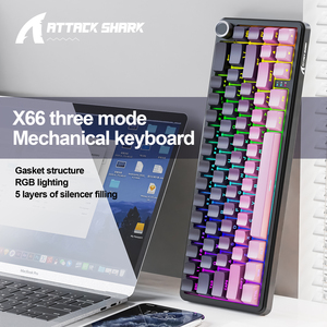 Attack Shark X66 Teclado mecánico para juegos Gamer Teclado mecánico personalizado programable RGB de tres modos