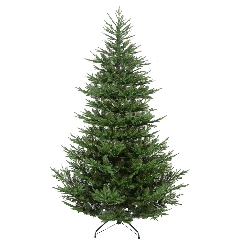 Intérieur supérieur sans lumières sapin de Noël décoré à petite base en métal vert conventionnel