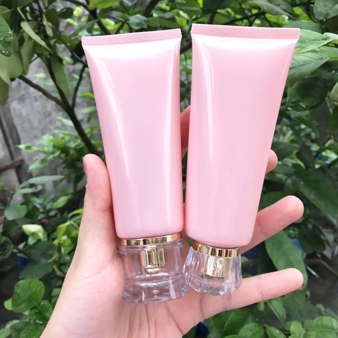 Пластиковая розовая косметическая упаковка для крема для рук и лица, 100 г