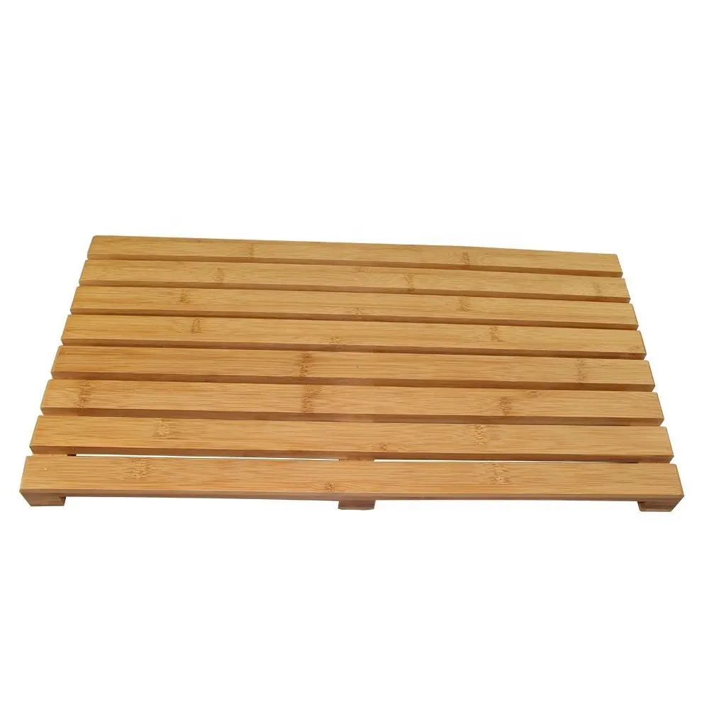 Bamboo Non-Slip Rectangular Spa Bath Mat - for Bathroom Showers, Bathtubs, Floors ,Indoor and Outdoor Use Natural Light Wood