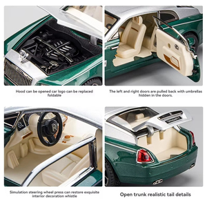 Diecast alaşım Model araba 1/22 Rolls ses ve ışık geri çekme Metal araba koleksiyonu ile wraithler alaşım araba modeli dekoratif oyuncak - Product Image 5