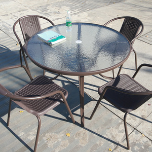 B2B Contemporary Outdoor Set | Woven Seating, Minimalist Table | Ideal for Upscale <strong>Patios</strong> - Product Image 3