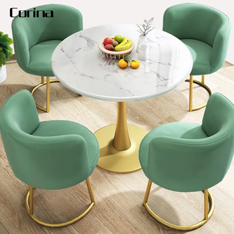 Corina 현대 커피 숍 몰 카페 테이블 라운드 대리석 식당 테이블