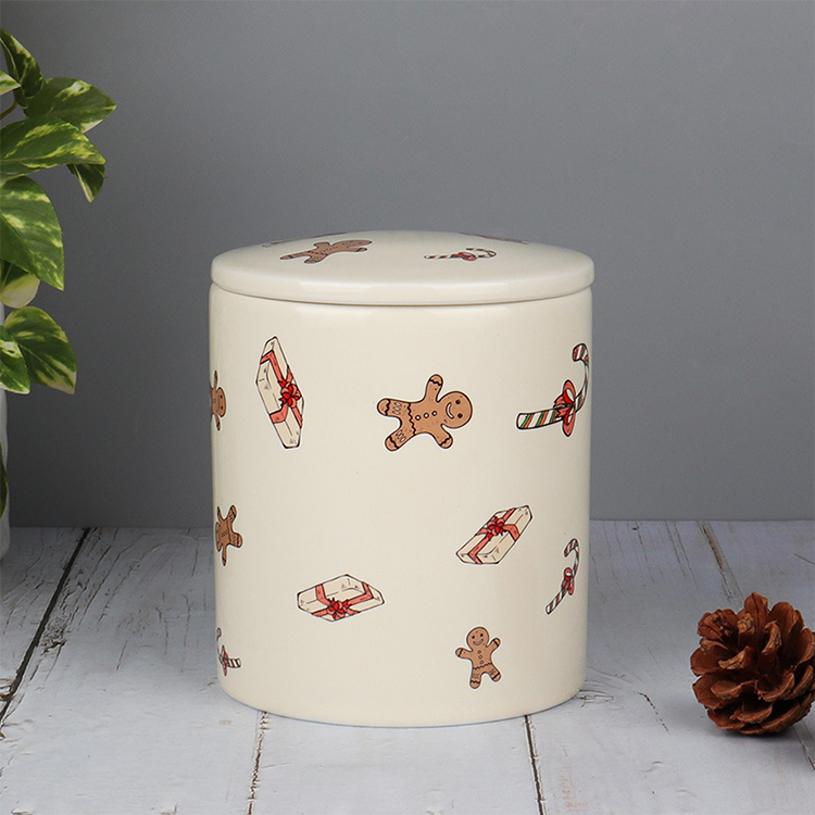 Modern Nordic Custom Kitchen Food Cookie Coffee Tea Suger Ceramic Storage Jar gift jar With Bamboo Lids