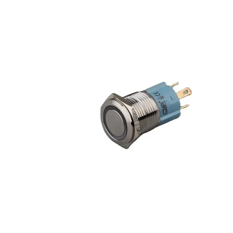 3V-24V (ON)-Off 5 pin tappo rotondo argento guscio metallo impermeabile momentaneo LED interruttore a pulsante illuminato