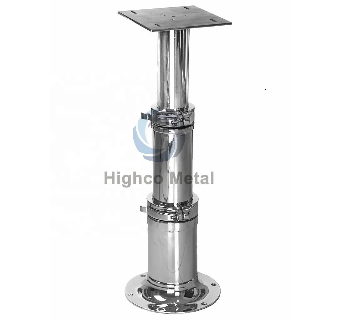 Pedestal de mesa elevadora de puntal de gas ajustable para asiento de barco de acero inoxidable para yate de barco