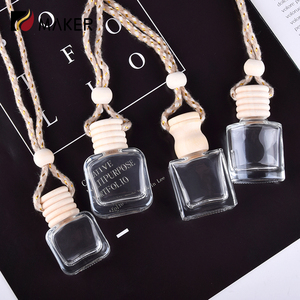 Empty 5ml <strong>8ml</strong> 10ml Wood <strong>Cap</strong> Glass Auto air Freshener Hanging Pendant Necklace Gradient Color Diffuser Fragrance Perfume <strong>Bottle</strong> - Product Image 4