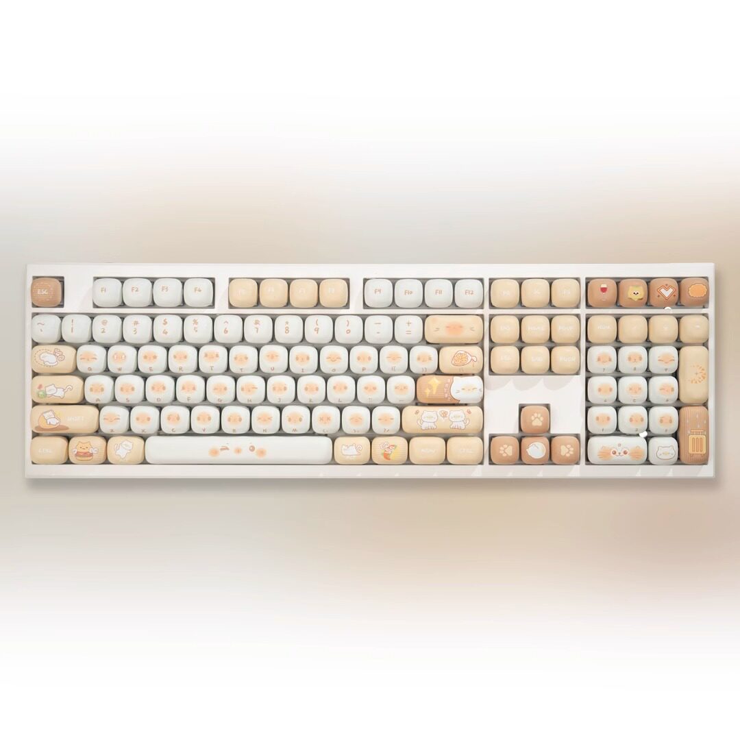 White-Z108 Keyboard+MOG Bread Cat Keycaps