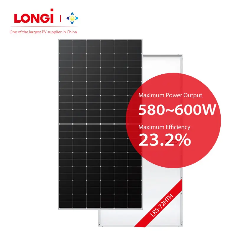 Longi Panneaux Solaires 580-600W HJT mono compact 36 volts inverex bosca panneau solaire feuilles de toiture connecteurs longi pour pv solaire