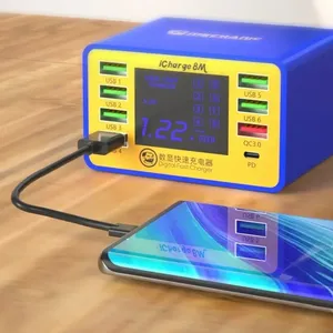 Mekanik ben şarj 8M v-güç 8Pro süper hızlı şarj QC3.0 PD kablosuz USB şarj göbeği 896P 899 IPad akıllı telefonlar için - Product Image 1