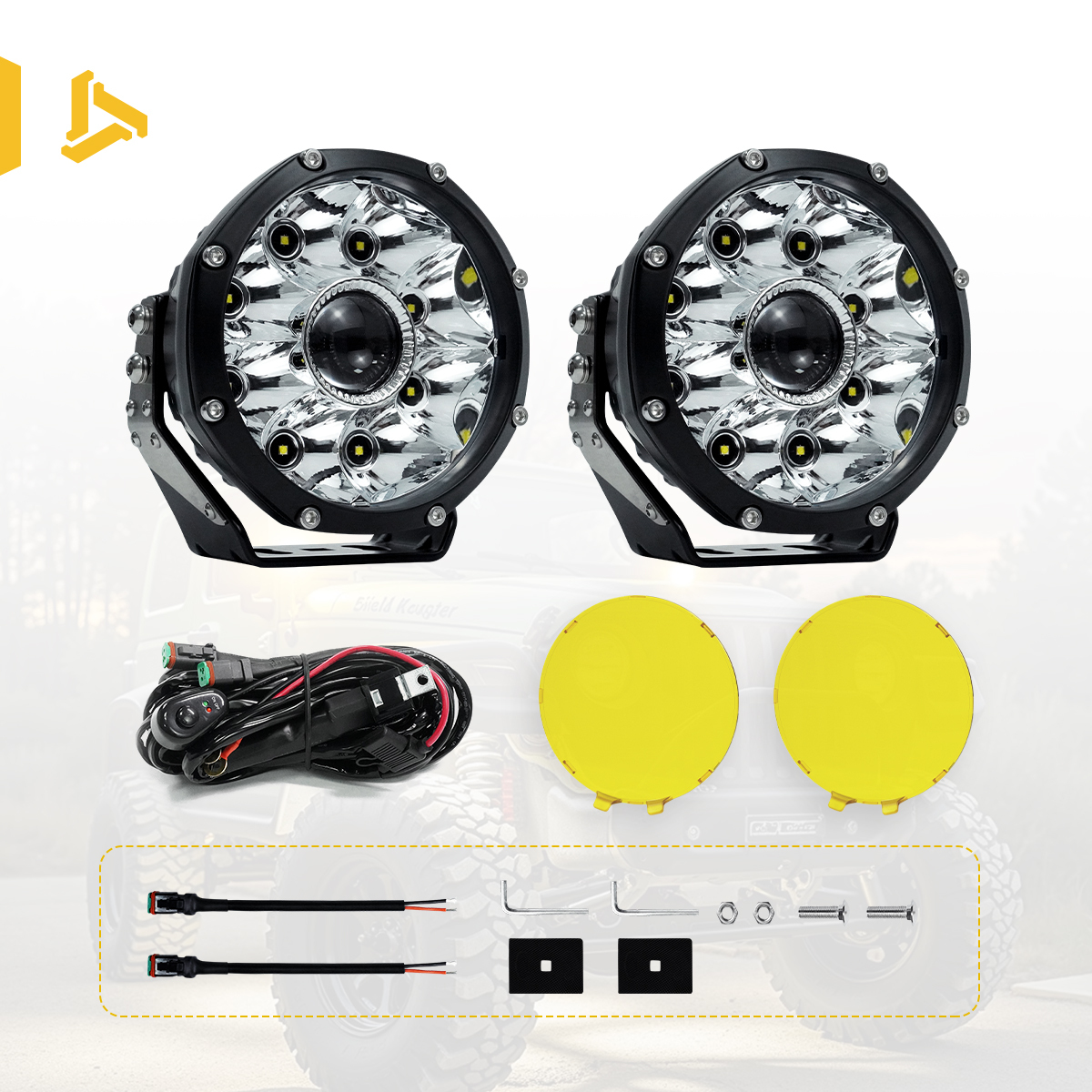 Kit de luces (Par + Cubierta amarilla + Arnés de cables)