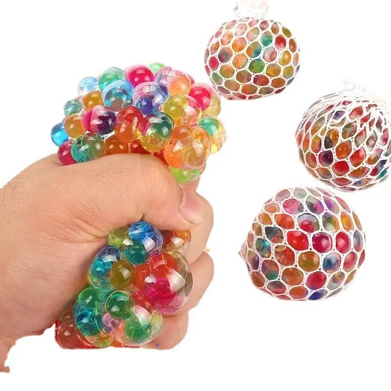 Bola de juguete para apretar blanda de malla con forma de uva de 6,0 CM, lindas cuentas de agua Gel Squishy Fidget juguetes para adultos y niños, juguetes para aliviar el estrés