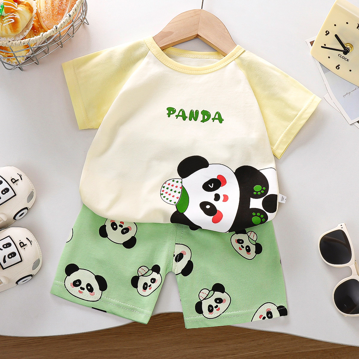 Costume à manches courtes panda jaune Z-02