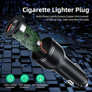 Toptan USB araba şarjı PD120W USB C QC 3.0 USB-A Starlink Mini için LED dijital voltmetre ile çakmak - Product Image 6