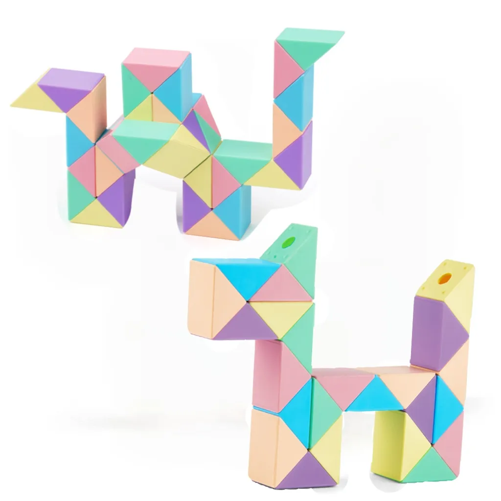 Moyu penggaris ajaib DIY lipat ular Puzzle mainan kubus Macaroon 24/36 bagian hadiah mainan edukasi anak-anak