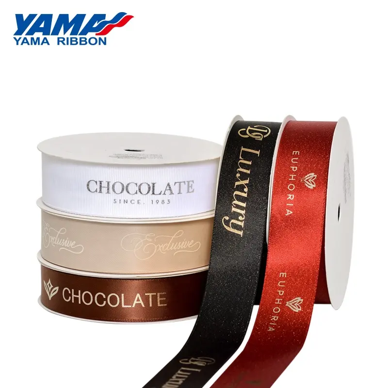 Лента YAMA, индивидуальные размеры, цвета Пантон, Корсажная/атласная лента для упаковки подарков, печатная лента с логотипом