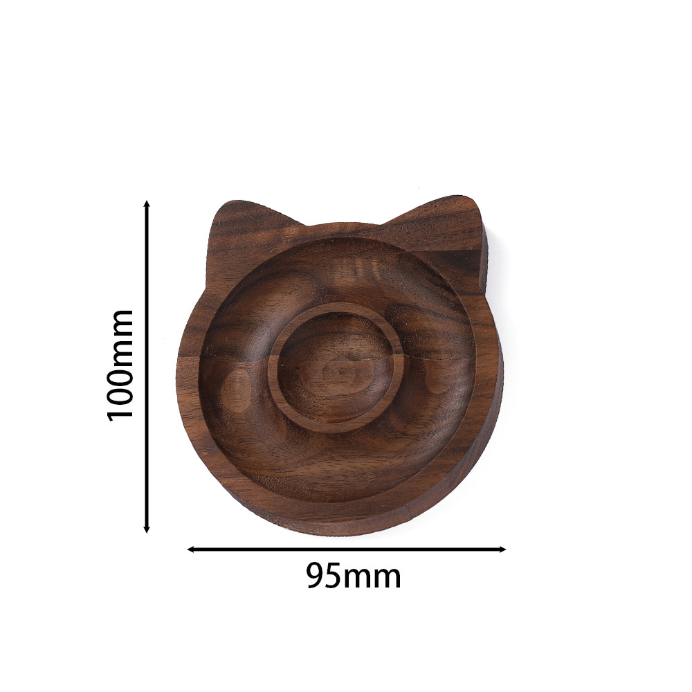 Assiette perlée chaton en noyer noir