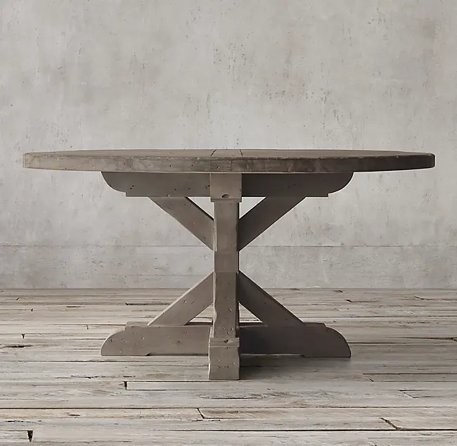 Meubles de restaurant simple de campagne américaine Table de salle à manger ronde en bois massif Meubles de salle à manger à domicile personnalisés en usine