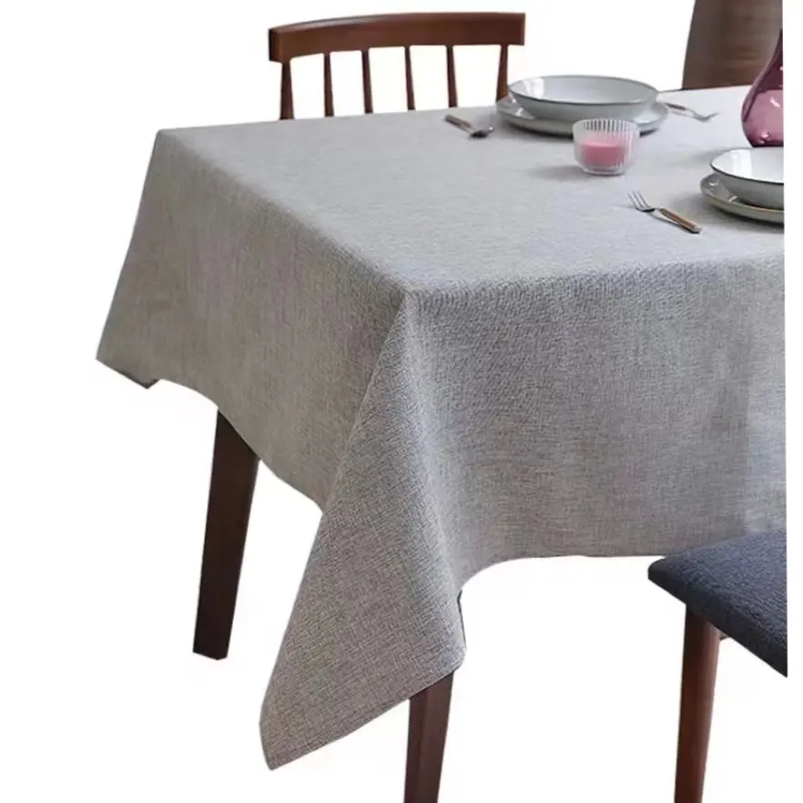 Elegantes Leinen-Aussehen Polyester-Tischtuch rund wasserdicht und waschbar einfacher europäischen Stil für Essen und Hochzeiten