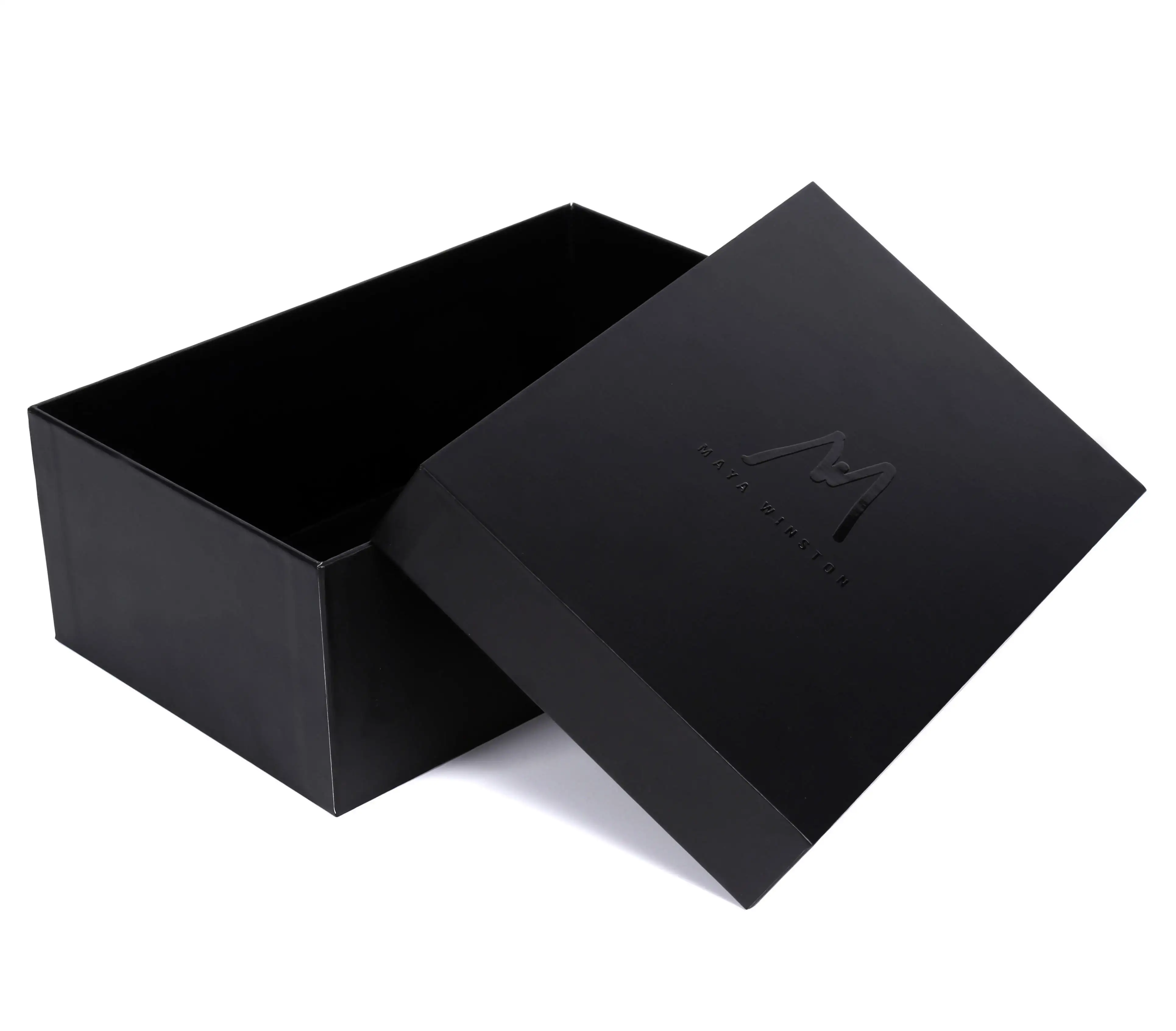 Caja de regalo de zapatos de cartón de alta calidad, caja de zapatos negra vacía, embalaje de cajas de zapatos personalizadas con embalaje de logotipo