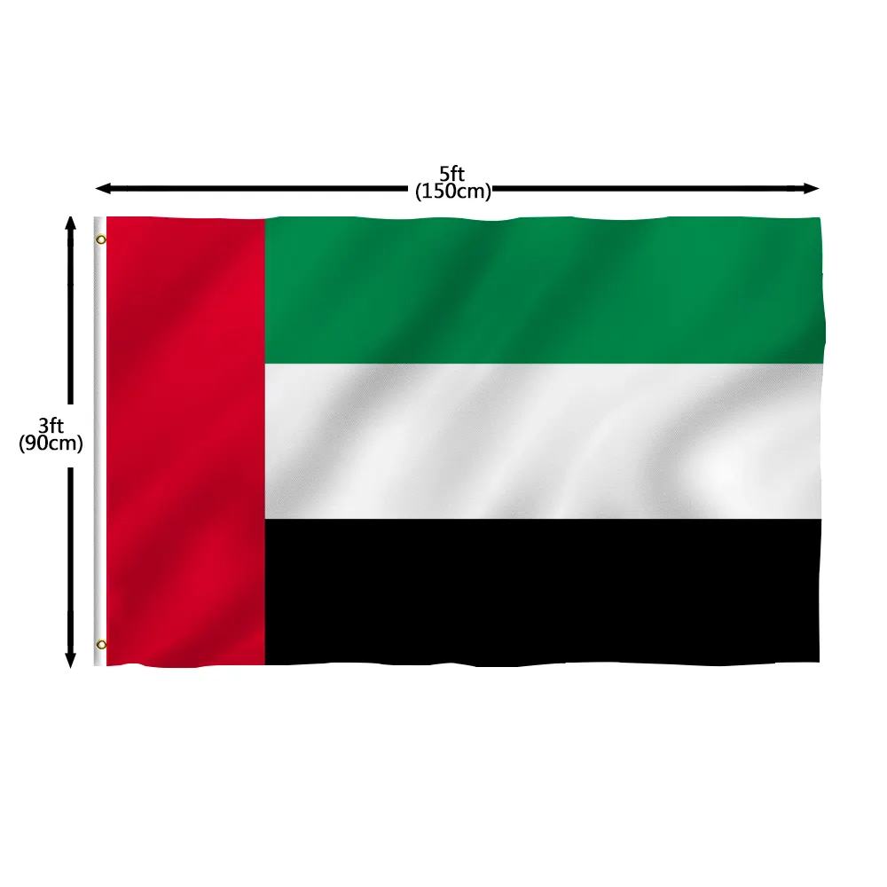 Bandera de la primera fábrica BOLISI, 3x5ft, 100% poliéster, UAE, Día Nacional, Países Árabes Unidos, uae