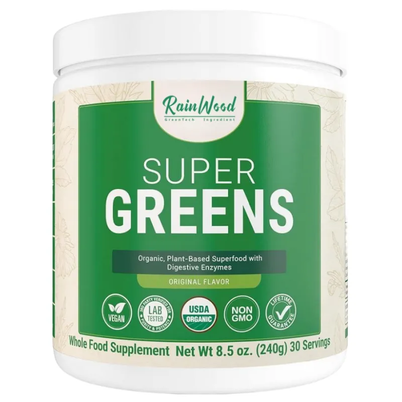 Màu xanh lá cây Superfood siêu greens bột hữu cơ nhãn hiệu riêng siêu greens bột
