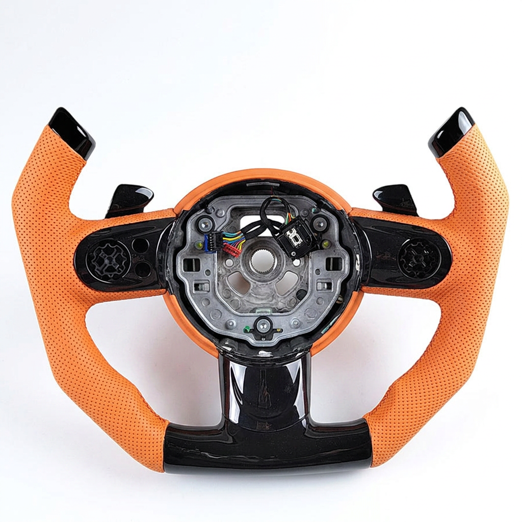 Fibre de carbone + cuir orange
