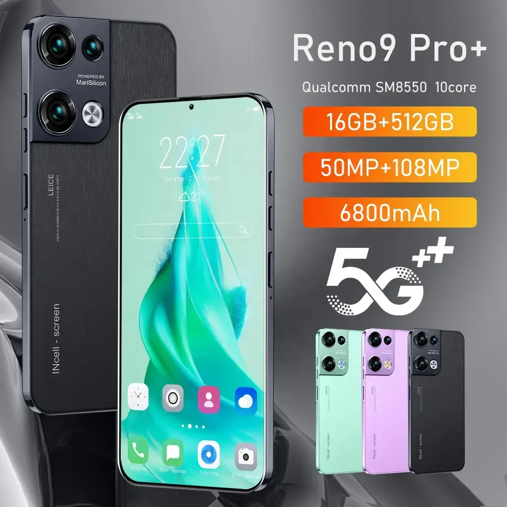 Celular Qualcomm 9G 4G/5G Rede celular Android 13 Smartphone Reno 9 Pro Versão Global 16G+1TB 48+72MP