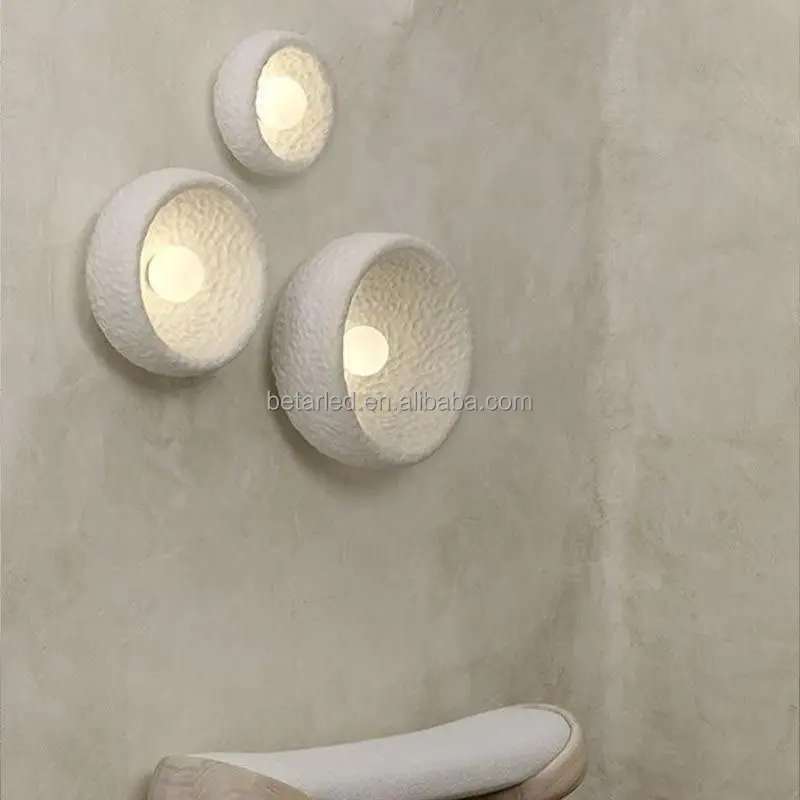 미니멀리스트 화이트 라운드 콘 침실 벽 보루 램프 홈 호텔 침대 옆 와비-사비 LED 벽 조명