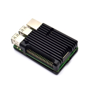 Carcasa de Metal y plata para Raspberry Pi 4B, carcasa negra de aleación de aluminio