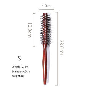 プロのサロンブリッスルロータスウッドナイロン歯カールコームヘアコームラウンドハンドルクッションブラシヘアスタイルに適しています