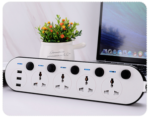 Wholesale 4-Ac Outlet Universal <strong>Socket</strong> with <strong>3</strong> USB Interfaces Independent Switches 10A Rated Current - Product Image 6