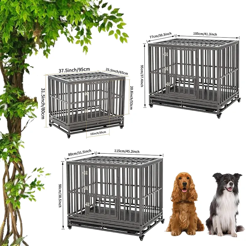 Yoellen Groothandel Meerdere Maten Zwart Staal Ijzer Heavy Duty Grote Huis Indoor Hondenkennels Krat Huisdier Kooi Voor Hond