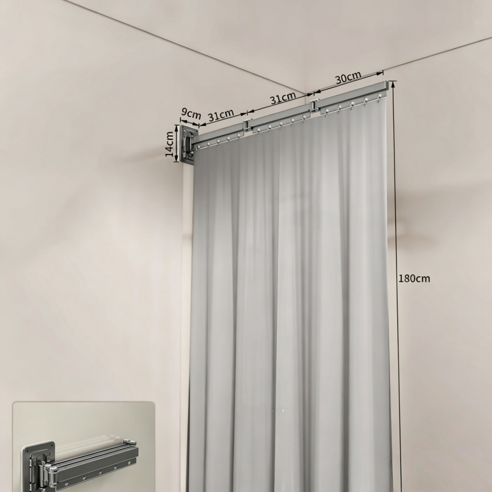 Dark polyester shower curtain, gunmetal gray, tri-fold