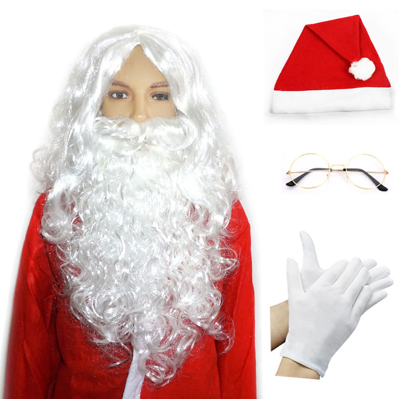 Perruque barbe chapeau de Noël lunettes gants