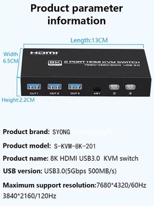 SY KVM Switch HDMI Caja de 2 puertos, 8K @ 60Hz USB3.0 HDMI2.1 Switch para 2 computadoras Compartir teclado Ratón Impresora y un monitor HD - Product Image 5