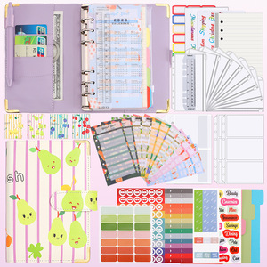 Set wholesale custom fruit <strong>stripe</strong> planner money stickers <strong>notebook</strong> file folder pu leather a6 fruit <strong>stripe</strong> budget binder set - Product Image 2