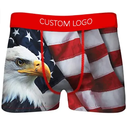 2021 New design American Flag and Eagleprint mens underwear seamless breathable boxers RTS plus size Men's Boxer shorts