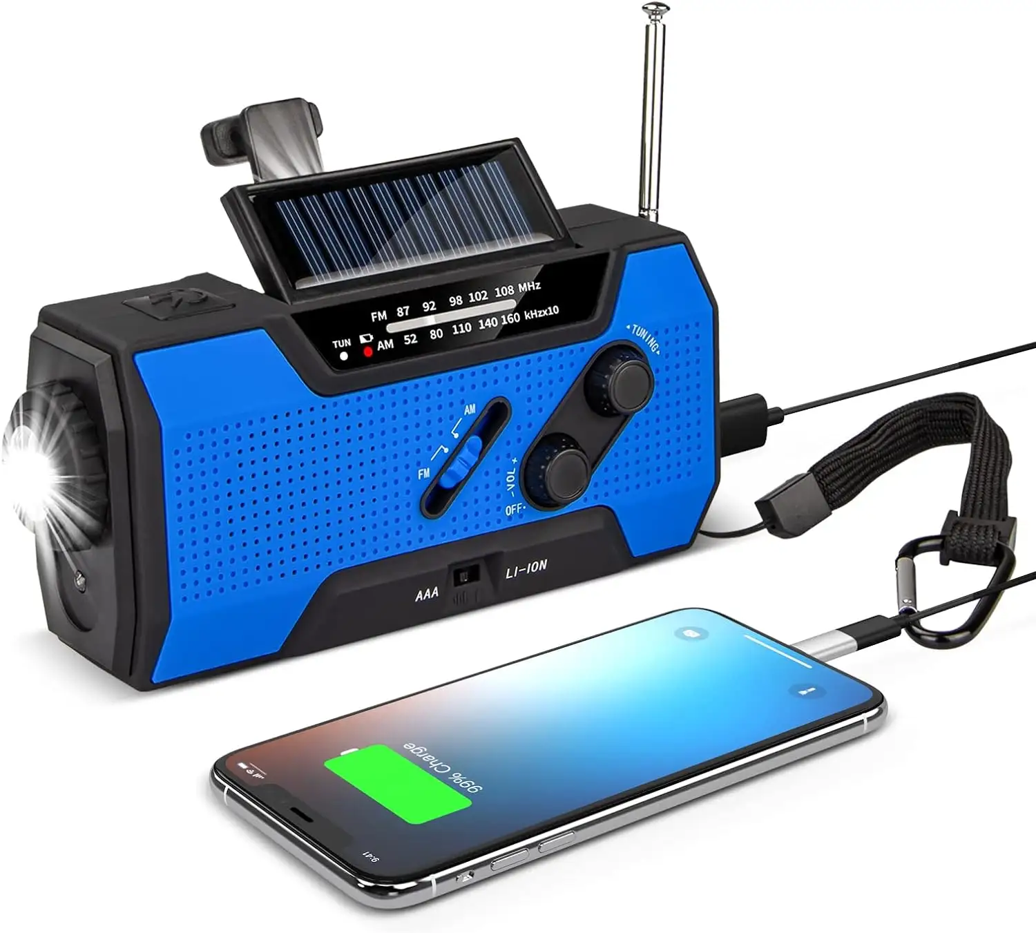 Güneş radyo taşınabilir krank radyo şarj edilebilir dinamo radyo AM/FM/WB2000 mAh şarj edilebilir pil LED Torch SOS Alarm acil
