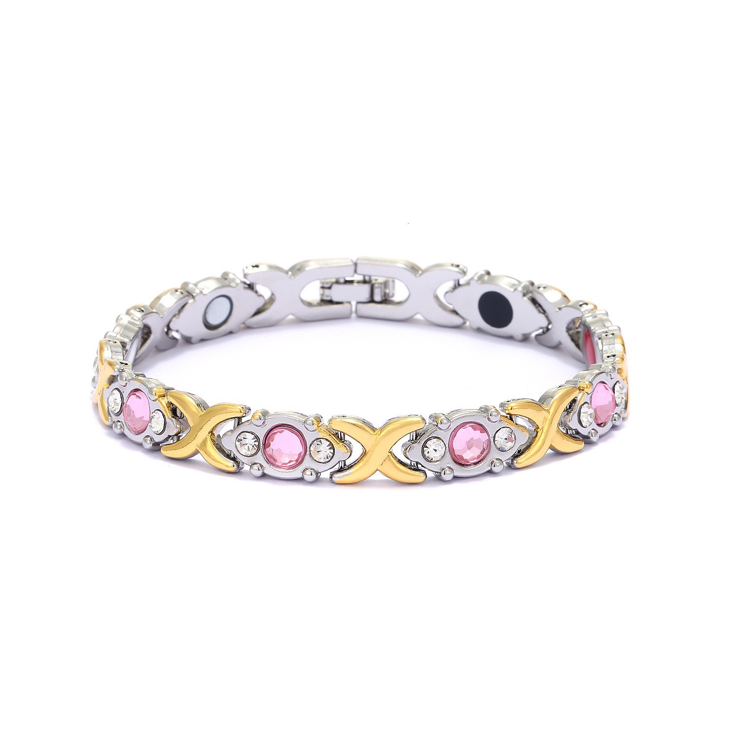 Argent bicolore galvanisé avec poudre d'or et diamants