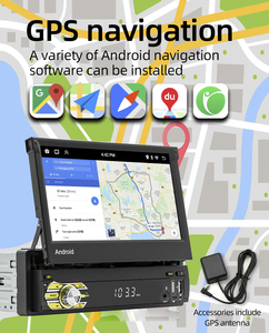1 Din 7'' <strong>Android</strong> Car Radio Retractable Touch Screen Wireless Carplay GPS Navigation Fm RDS Stereo Auto DVD Player - Product Image 2