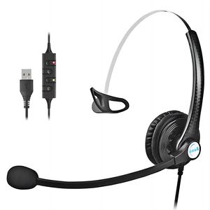 Auriculares con cable y cancelación de ruido para ordenador y PC, audífonos de un solo oído con conector USB y micrófono para centro de llamadas - Product Image 1