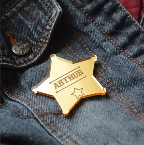 Cá Nhân Mạ Vàng Cảnh Sát Trưởng Sao Huy Hiệu Cảnh Sát Trưởng Huy Hiệu Với Tên Đầu Tiên Sinh Nhật Trang Trí Cao Bồi Món Quà Sinh Nhật - Product Image 1